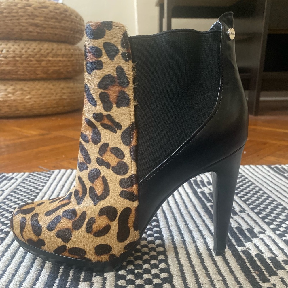 Leopard Print Platform Booties - Size 7m - image 3